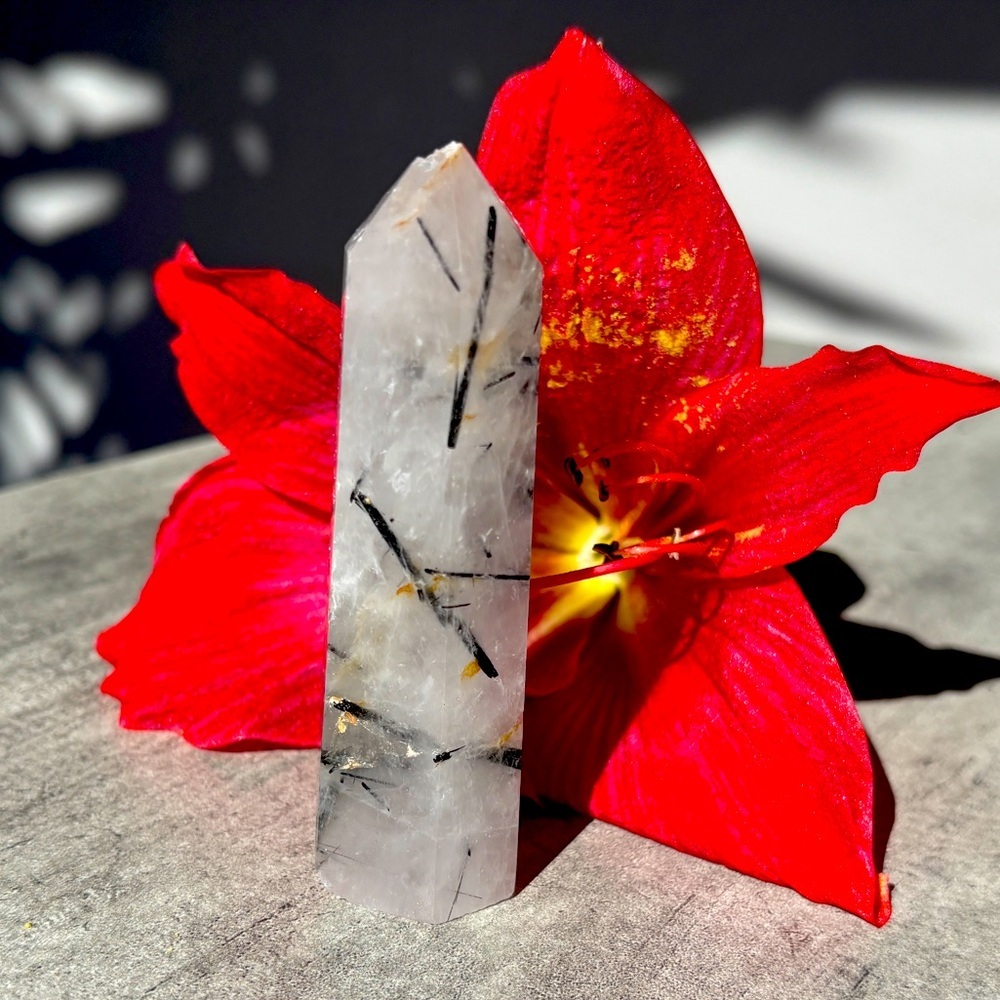 Black Tourmaline Quartz Point Wand Crystal